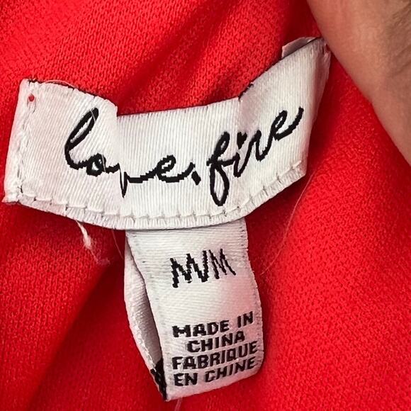 Love Fire One Shoulder Red Floral Lace Mini Dress Side Medium NWT - Picture 4 of 11